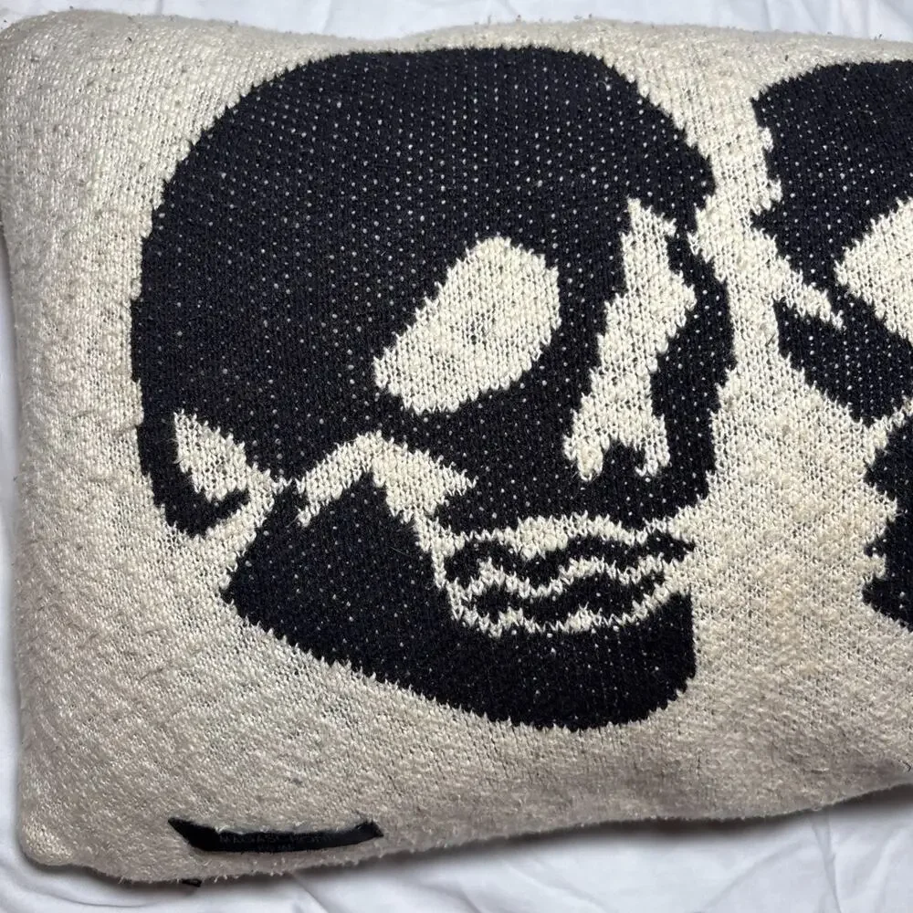Magaschoni Home Throw Pillow Skulls Black & White Halloween Goth